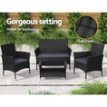 Load image into Gallery viewer, Gardeon 4 Piece Outdoor Dining Set Furniture Lounge Setting Table Chairs Black