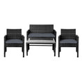 Load image into Gallery viewer, Gardeon Set of 4 Outdoor Lounge Setting Rattan Patio Wicker Dining Set Black