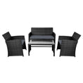 Load image into Gallery viewer, Gardeon Set of 4 Outdoor Lounge Setting Rattan Patio Wicker Dining Set Black