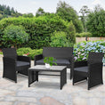 Load image into Gallery viewer, Gardeon Set of 4 Outdoor Lounge Setting Rattan Patio Wicker Dining Set Black