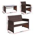 Load image into Gallery viewer, Gardeon Set of 4 Outdoor Lounge Setting Rattan Patio Wicker Dining Set Brown