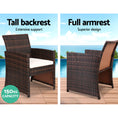 Load image into Gallery viewer, Gardeon Set of 4 Outdoor Lounge Setting Rattan Patio Wicker Dining Set Brown