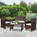 Load image into Gallery viewer, Gardeon Set of 4 Outdoor Lounge Setting Rattan Patio Wicker Dining Set Brown
