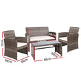 Load image into Gallery viewer, Gardeon Set of 4 Outdoor Lounge Setting Rattan Patio Wicker Dining Set Mixed Grey