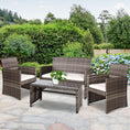 Load image into Gallery viewer, Gardeon Set of 4 Outdoor Lounge Setting Rattan Patio Wicker Dining Set Mixed Grey