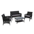 Load image into Gallery viewer, Gardeon 4 PCS Outdoor Furniture Lounge Setting Wicker Dining Set Black