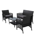 Load image into Gallery viewer, Gardeon 4 PCS Outdoor Furniture Lounge Setting Wicker Dining Set Black