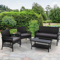 Load image into Gallery viewer, Gardeon 4 PCS Outdoor Furniture Lounge Setting Wicker Dining Set Black