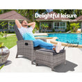 Load image into Gallery viewer, Sun lounge Recliner Chair Wicker Lounger Sofa Day Bed Outdoor Furniture Patio Garden Cushion Ottoman Grey Gardeon