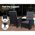 Load image into Gallery viewer, Gardeon Outdoor Setting Recliner Chair Table Set Wicker lounge Patio Furniture Black