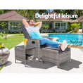 Load image into Gallery viewer, Gardeon Outdoor Setting Recliner Chair Table Set Wicker lounge Patio Furniture Grey