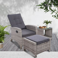 Load image into Gallery viewer, Gardeon Outdoor Setting Recliner Chair Table Set Wicker lounge Patio Furniture Grey