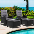 Load image into Gallery viewer, Gardeon Outdoor Patio Furniture Recliner Chairs Table Setting Wicker Lounge 5pc Black