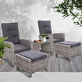 Load image into Gallery viewer, Gardeon Outdoor Patio Furniture Recliner Chairs Table Setting Wicker Lounge 5pc Grey