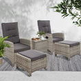 Load image into Gallery viewer, Gardeon Outdoor Patio Furniture Recliner Chairs Table Setting Wicker Lounge 5pc Grey
