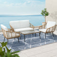 Load image into Gallery viewer, Gardeon Outdoor Furniture Sofa Set 4 Piece Rattan Lounge Set Table Chairs