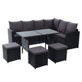 Load image into Gallery viewer, Gardeon Outdoor Furniture Dining Setting Sofa Set Lounge Wicker 9 Seater Black