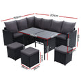 Load image into Gallery viewer, Gardeon Outdoor Furniture Dining Setting Sofa Set Lounge Wicker 9 Seater Black
