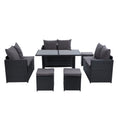 Load image into Gallery viewer, Gardeon Outdoor Furniture Dining Setting Sofa Set Lounge Wicker 9 Seater Black