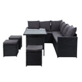 Load image into Gallery viewer, Gardeon Outdoor Furniture Dining Setting Sofa Set Lounge Wicker 9 Seater Black