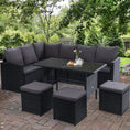 Load image into Gallery viewer, Gardeon Outdoor Furniture Dining Setting Sofa Set Lounge Wicker 9 Seater Black