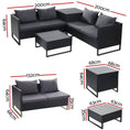Load image into Gallery viewer, Gardeon Outdoor Sofa Furniture Garden Couch Lounge Set Wicker Table Chair Black