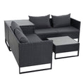 Load image into Gallery viewer, Gardeon Outdoor Sofa Furniture Garden Couch Lounge Set Wicker Table Chair Black