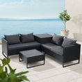 Load image into Gallery viewer, Gardeon Outdoor Sofa Furniture Garden Couch Lounge Set Wicker Table Chair Black