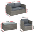 Load image into Gallery viewer, Gardeon Outdoor Furniture Sofa Set 4-Seater Wicker Lounge Setting Table Chairs
