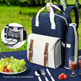 Load image into Gallery viewer, Alfresco Picnic Basket Backpack Set Cooler Bag 4 Person Outdoor Liquor Blue