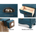 Load image into Gallery viewer, Artiss Bedside Tables Drawers Side Table Cabinet Vintage Blue Storage Nightstand