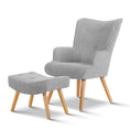 Load image into Gallery viewer, Artiss Armchair and Ottoman - Light Grey