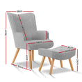 Load image into Gallery viewer, Artiss Armchair and Ottoman - Light Grey