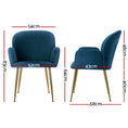 Load image into Gallery viewer, Artiss Set of 2 Kynsee Dining Chairs Armchair Cafe Chair Upholstered Velvet Blue