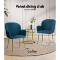 Load image into Gallery viewer, Artiss Set of 2 Kynsee Dining Chairs Armchair Cafe Chair Upholstered Velvet Blue