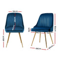 Load image into Gallery viewer, Artiss Set of 2 Dining Chairs Retro Chair Cafe Kitchen Modern Metal Legs Velvet Blue