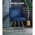 Load image into Gallery viewer, Artiss Set of 2 Dining Chairs Retro Chair Cafe Kitchen Modern Metal Legs Velvet Blue