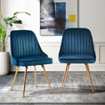 Load image into Gallery viewer, Artiss Set of 2 Dining Chairs Retro Chair Cafe Kitchen Modern Metal Legs Velvet Blue
