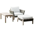Load image into Gallery viewer, 3 piece set Indoor Outdoor Armchair Ottoman Coffee Table Wicker Rattan Woven - Brown