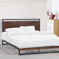 Load image into Gallery viewer, Milano Decor Azure Bed Frame With Headboard Black Wood Steel Platform Bed - Single - Black