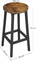 Load image into Gallery viewer, Set of 2 Bar Stools with Sturdy Steel Frame Rustic Brown and Black 65 cm Height
