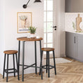Load image into Gallery viewer, Set of 2 Bar Stools with Sturdy Steel Frame Rustic Brown and Black 65 cm Height