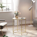 Load image into Gallery viewer, Gold Round Side Table with Golden Metal Frame Robust and Stable