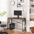 Load image into Gallery viewer, Computer Desk with 8 Hooks Rustic Brown and Black