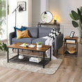 Load image into Gallery viewer, Side Table with Open Compartment and Mesh Shelf Rustic Brown and Black