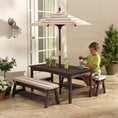 Load image into Gallery viewer, Outdoor Table & Bench Set with Cushions & Umbrella (Brown)