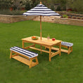 Load image into Gallery viewer, Outdoor Table & Bench Set with Cushions & Umbrella (Navy)