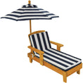 Load image into Gallery viewer, Outdoor Chaise with Umbrella and Navy Stripe Cushion for kids