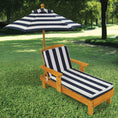 Load image into Gallery viewer, Outdoor Chaise with Umbrella and Navy Stripe Cushion for kids