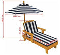 Load image into Gallery viewer, Outdoor Chaise with Umbrella and Navy Stripe Cushion for kids